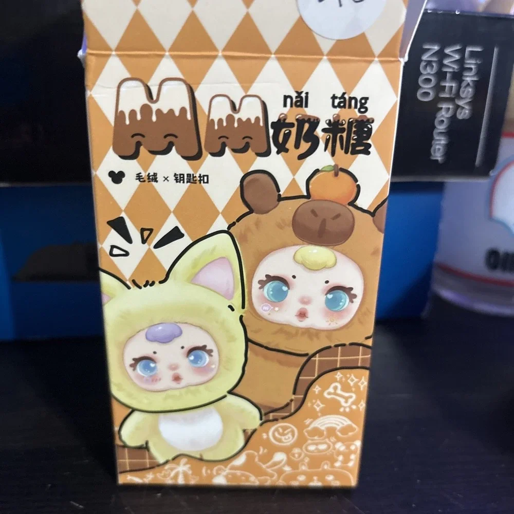 MM Milk Candy Series, Blind‎ Box Plush Keychain yellow Chick Blue Eyes Opened